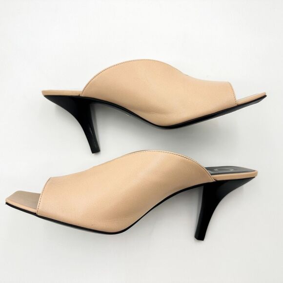 Gucci GG Neutral Leather Mules Heels Square Toe Sandals Size 38, 8 - Picture 7 of 15